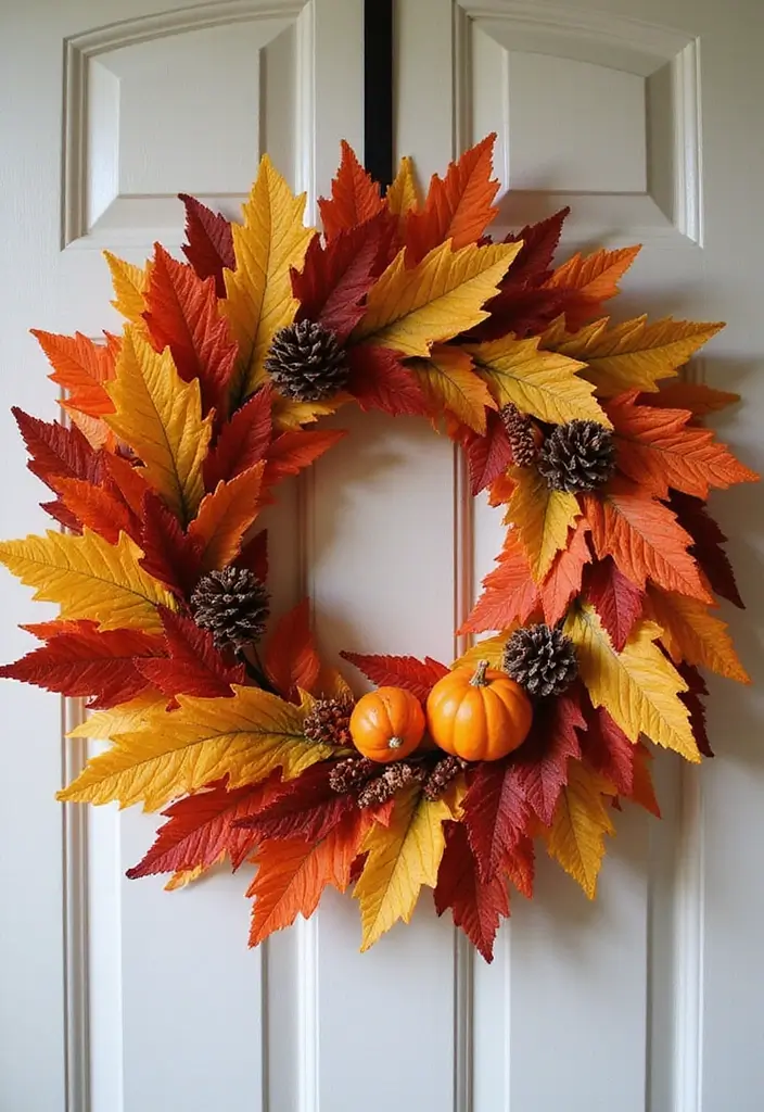20 Creative DIY Halloween Decor Projects You Can Make for Under $20! - 7. Fall Leaf Wreath