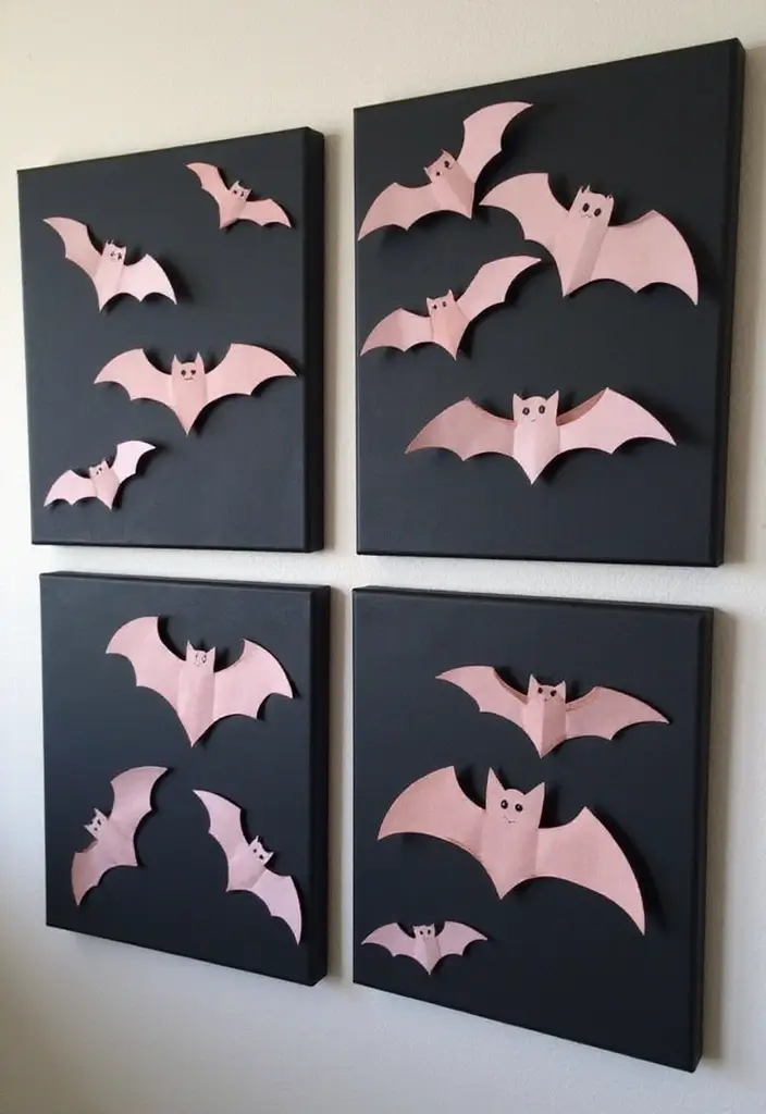 20 Creative DIY Halloween Decor Projects You Can Make for Under $20! - 8. DIY Bat Wall Art