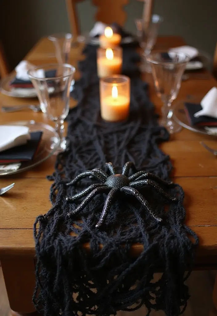 20 Creative DIY Halloween Decor Projects You Can Make for Under $20! - 5. Spider Web Table Runner