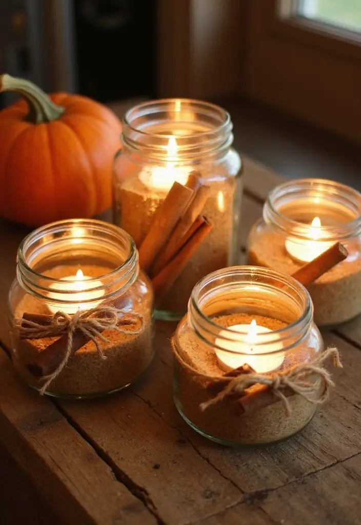 20 Creative DIY Halloween Decor Projects You Can Make for Under $20! - 16. Fall Jar Candle Holders