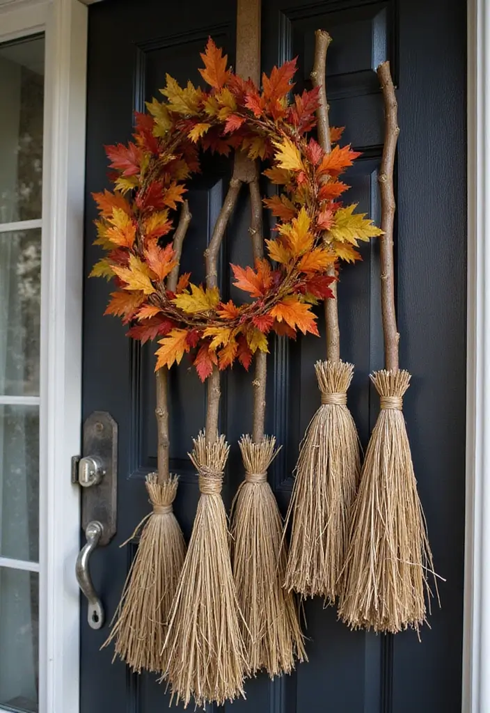20 Creative DIY Halloween Decor Projects You Can Make for Under $20! - 4. Witch’s Broomstick Decorations