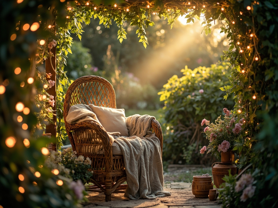 Wicker chair reading nook