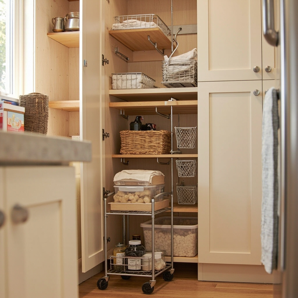 Vertical storage hooks kitchen