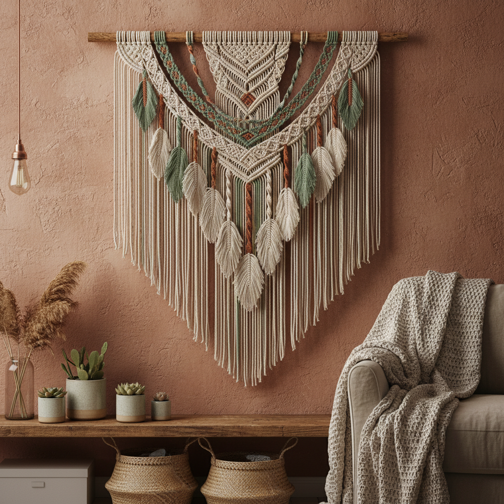 15 Stunning DIY Accent Wall Ideas That Cost Under $100 (Wait Until You See #6!) Macramé Wall Hanging Backdrop — Boho Texture on a Dime — diy accent wall ideas inspiration
