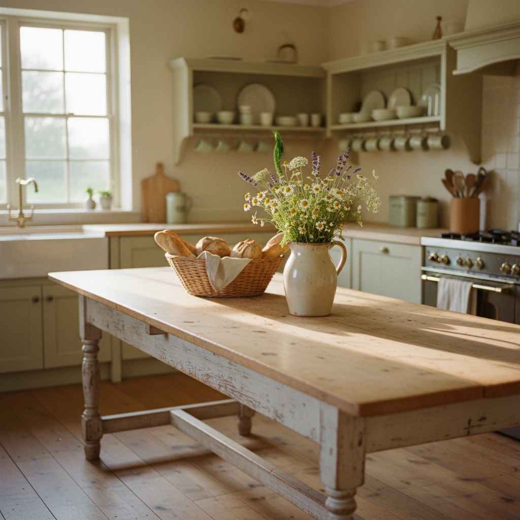 15 Cottagecore Kitchen Ideas That'll Make You Want to Bake Bread All Weekend (Wait Until You See #7!) A Vintage Pine Harvest Table as the Centerpiece — cottagecore kitchen ideas inspiration