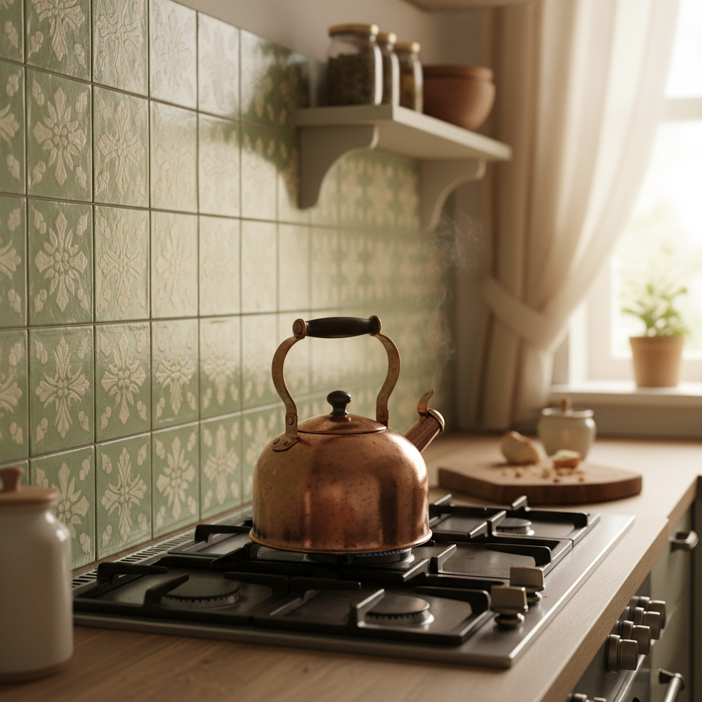 15 Cottagecore Kitchen Ideas That'll Make You Want to Bake Bread All Weekend (Wait Until You See #7!) Hand-Painted Ceramic Tile Backsplash in Soft Sage — cottagecore kitchen ideas inspiration